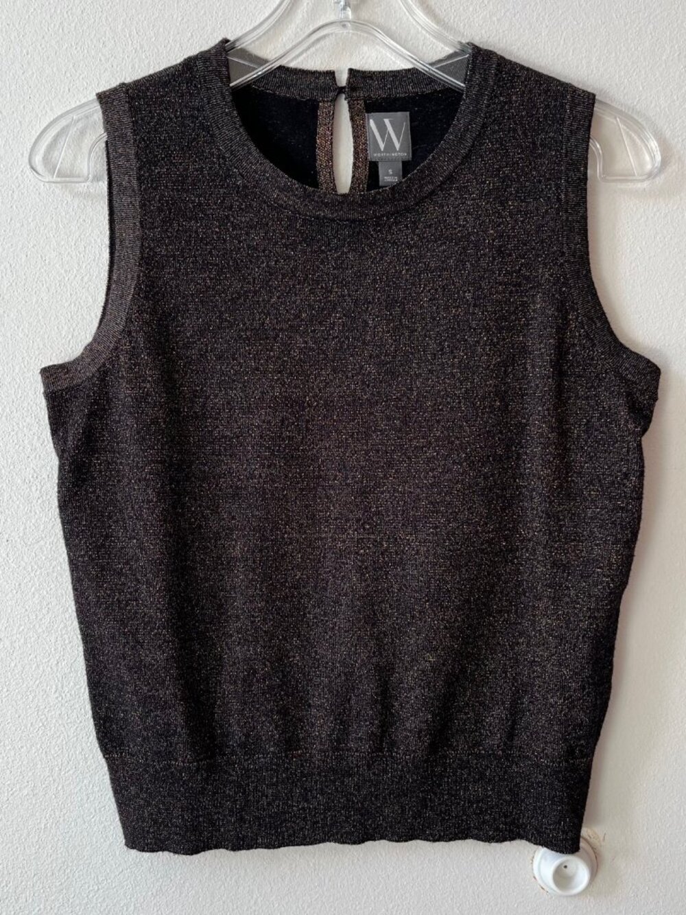 Worthington Black and Gold Metallic Sleeveless Sweater Vest Size S